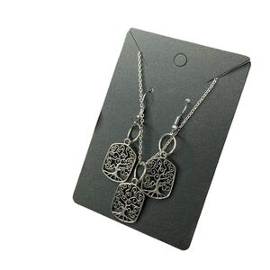 Silver tree jewelry set